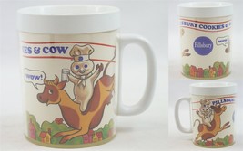 VINTAGE Thermo Serv Pillsbury Cookies &amp; Cow Poppin Fresh Plastic Coffee Mug - £11.62 GBP