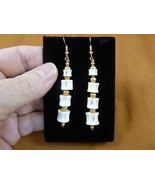 (s819-14) Shark fish Modern 4 vert Vertebrae gold tone dangle Earrings J... - $37.87 CAD
