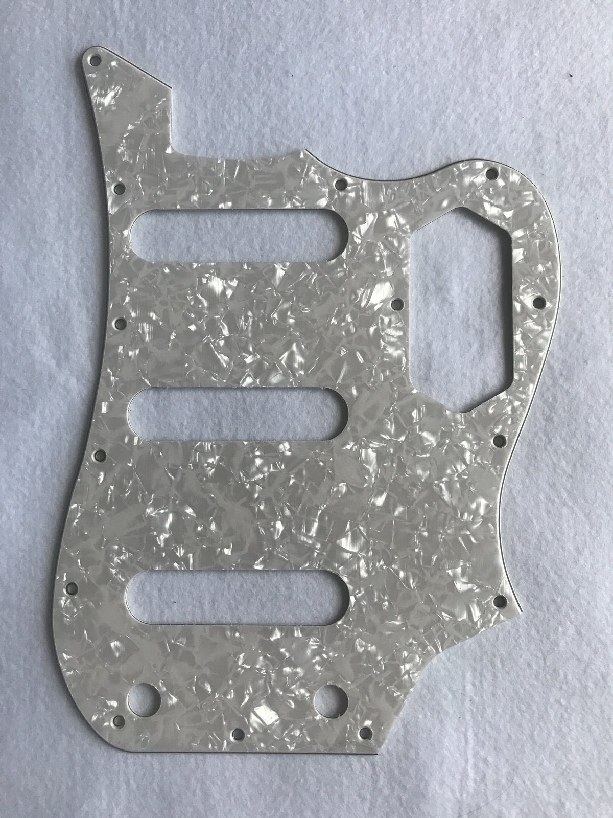 Fits Squier Vintage Modified Bass VI Guitar pickguard,4 Ply Ivory White Pearl