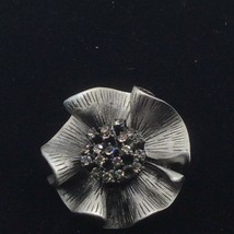 Premier Designs Camille Antique Sliver Crystal Flower Pin Brooch Pendant  - £13.97 GBP