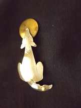 Sterling Silver Coyote Howling at Brass Moon Decorative Pin/Brooch - £23.60 GBP