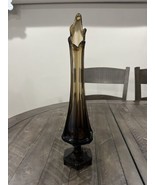 Vintage Mid Century MCM Viking Smoke Brown Glass Swung Vase Epic Column 17” - $322.73 CAD