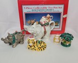 Omnibus Safari Santa Tea Set Animals Teapot Cream Sugar Salt Pepper Fitz... - $78.20