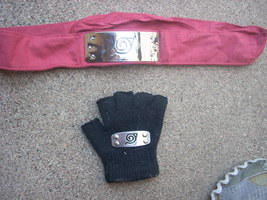 naruto red headband  and black naruto knit glove cosplay costume - $28.25