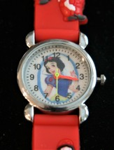 NOS child&#39;s Snow White and the 7 Dwarfs quartz wristwatch with red 3-D s... - $14.85