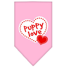 Puppy Love Screen Print Bandana Light Pink Size Large - £9.26 GBP