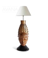 Hand Carved African Vintage Kulango Pineapple Table Lamp D20cm x H40cm - £194.48 GBP