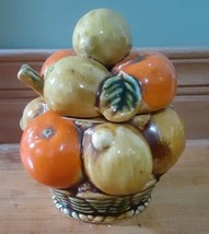 Vtg Inarco Covered Jam Jar Sugar Bowl W/Spoon 3D Retro Fruit Basket A1 - $19.79