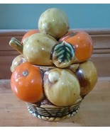 Vtg Inarco Covered Jam Jar Sugar Bowl W/Spoon 3D Retro Fruit Basket A1 - $27.14 CAD