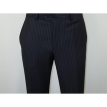 Men Suit BERLUSCONI Turkey 100% Italian Wool Super 180's #Ber29 Navy Blue Stripe image 9