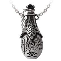 Alchemy Gothic Lucrezia&#39;s Fix Necklace Poison Bottle Black Rose Lid Borg... - £40.77 GBP