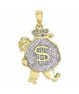 2Ct Round Lab Created Diamond Walking Money Bag Pendant 14K Yellow Gold ... - €253,26 EUR
