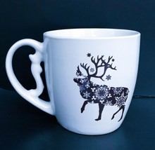 Holiday Christmas Winter Snowflake Patterned Reindeer Coffee Mug Cup - £3.95 GBP