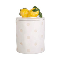 59 Oz Wax Resist Dots Ceramic Canister With Lid-Lemons Finial - $44.14