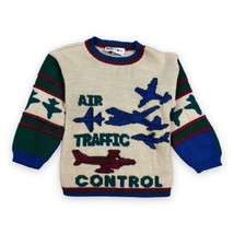 Vintage Children&#39;s Bucket Airplane Air Traffic Control Sweater Size L (7) USA - £30.58 GBP