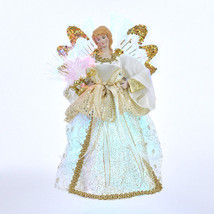 Kurt Adler 12&quot; Led Fiber Optic Angel w/WINGS Christmas Tree Topper Decoration - £43.40 GBP