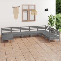  Garden Lounge Set Grey Solid Pine Wood 8 Piece Set Modular - $827.99