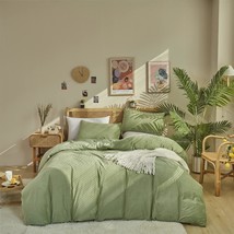 Sage Green Velvet Comforter Sets Full Light Green Fluffy Bedding Solid Color Fla - £108.68 GBP