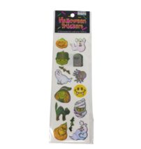 Vintage Iridescent Halloween Colorful Stickers 1 Sheet Sealed New Pumpkin Ghost - $14.25