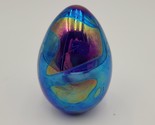 Vintage Iridescent Glass Peacock Egg Paperweight Signed MSH 93 Mount St.... - $24.74