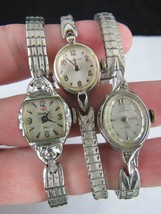 x3 Ladies Vintage Watch Lot 10K Gold Rgp White Wittnaur Waltham 1950&#39;s 17 Jewel - £44.83 GBP