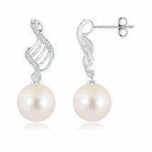 Authenticity Guarantee 
ANGARA 10mm Freshwater Pearl Swirl Dangle Earrings in... - £299.86 GBP+