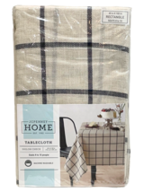 J.C. Penney Tablecloth Shiloh Check Ivory Black Large Plaid 60 x 102" Po... - $26.73