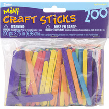 Mini Wood Craft Sticks 2.75 Inches Colored - £15.56 GBP