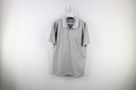Vintage 90s Streetwear Mens Small Striped Knit Collared Pocket Polo Shirt Silver - £30.99 GBP