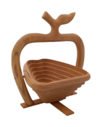 Vintage Wooden Basket Fruit Bowl Trivet Country Apple Shaped Folding Col... - £11.37 GBP