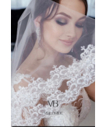 Wedding ivory veil with glitter and luminous lace 1 tier long 300 cm (118&quot;) - €70,56 EUR