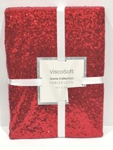 Christmas Red Sequins Fabric Tablecloth 52&quot; X 84&quot; - £31.64 GBP