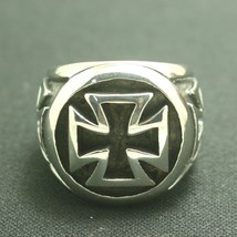 Size 7 To Size 15 Mens Boys 316L Stainless Steel Classic Biker Cross Ring - £9.07 GBP