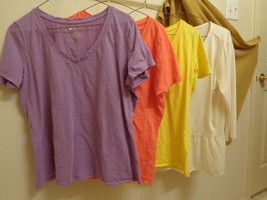 Stylus Women&#39;s T Shirt Short Long Sleeve Large Pink Ivory - £6.41 GBP+