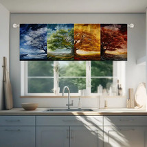 Trees Seasons Of Change Vibrant Rod Pocket Window Valance, Modern, 52&quot; x 18&quot;-NEW - £11.59 GBP