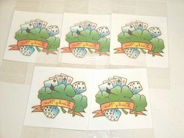 5 Lucky You CLOVERS DICE CARDS Scented Temporary Tattoos New - $12.99