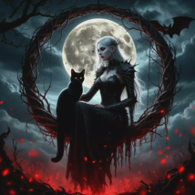 Crimson Witch and Her Black Cat Familiar, Witchcraft, Empowerment,Spirit... - $59.99
