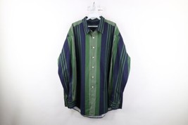 Vtg 90s J Crew Mens XL Faded Striped Color Block Collared Button Shirt Cotton - £46.82 GBP