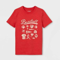 Boy&#39;s &quot;BASEBALL&quot; Short Sleeve Graphic T-Shirt (Size L / 12-14) &quot;RED&quot; ~ N... - £4.61 GBP