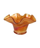 Marigold Carnival Iridescent Glass Holly and Berries Ruffled Top Hat - $32.66