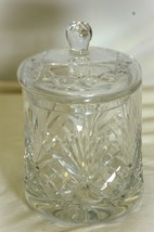 Crystal Biscuit Barrel Cookie Jar 9 Point Fan Waffle Designs - $49.49