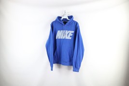 Vtg Nike Mens Medium Faded Spell Out Block Letter Hoodie Sweatshirt Royal Blue - £35.15 GBP
