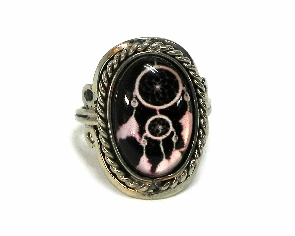 Mia Jewel Shop Southwest Dream Catcher Small Oval Adjustable Ring Graphi... - $18.80