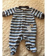 Carters Boys Blue Brown Striped Teddy Bear Terry Long Sleeve Pajamas New... - $6.72 CAD