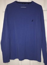 Natuica Mens Long Sleeve Shirt Lightweight Size Medium Vibrant Blue Stre... - £9.39 GBP