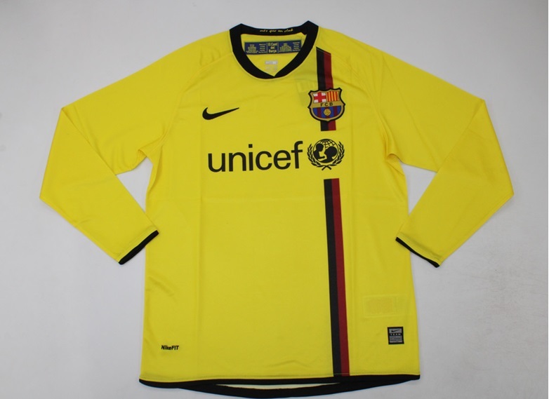 Fc barcelona jersey 2008 2009 shirt away yellow long sleeve