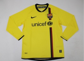 Fc barcelona jersey 2008 2009 shirt away yellow long sleeve - £68.37 GBP