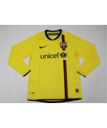 Fc barcelona jersey 2008 2009 shirt away yellow long sleeve - £67.44 GBP