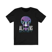 Gift for Alien UFO Fan, Aliens Exist UFO Tshirt Black - £20.12 GBP