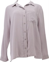 Side Stitch Tencera Button Front Tunic Shirt Tail Hem (Misty Dawn, XS) A394254 - $32.09